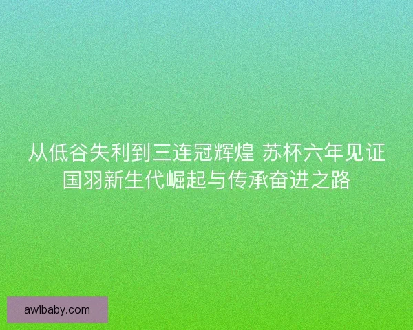 从低谷失利到三连冠辉煌 苏杯六年见证国羽新生代崛起与传承奋进之路 从低谷失利到三连冠辉煌 苏杯六年见证国羽新生代崛起与传承奋进之路